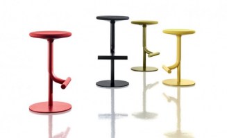 Tibu circular swivel stools, shown in various colours.